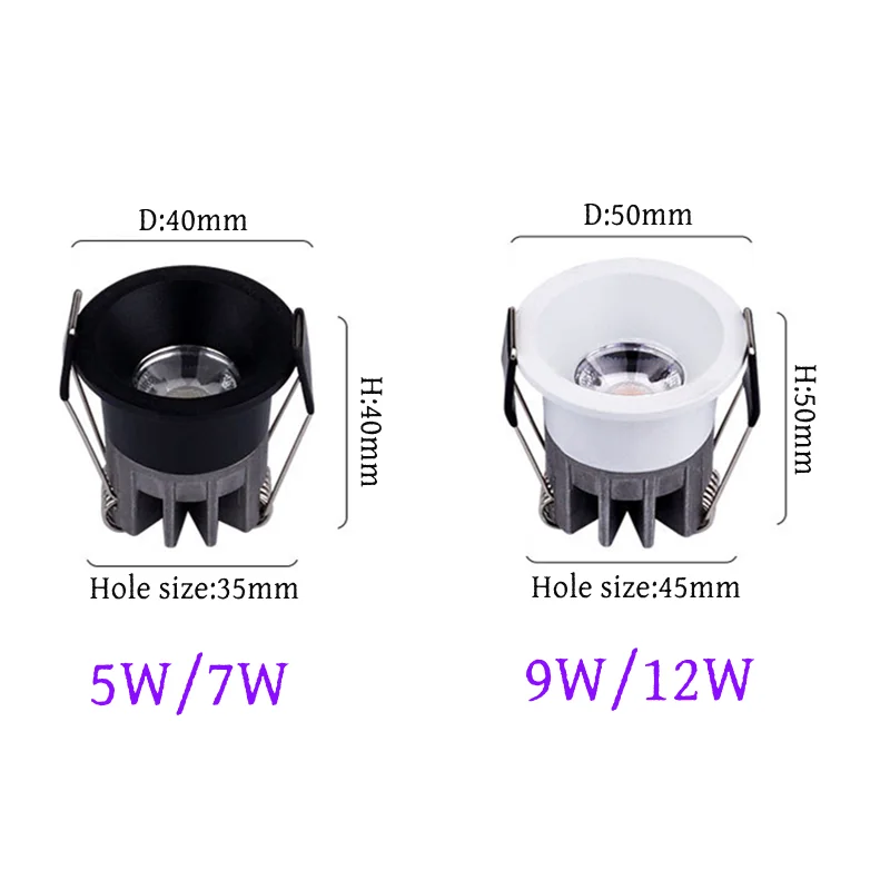 Embedded dimmable mini LED downlight 5W7W9W12W anti-glare COB ceiling light Spot light Bedroom kitchen wine cabinet