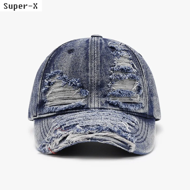 

Большая бейсболка для мужчин, Классическая хлопковая мягкая Высококачественная джинсовая потертая рваная Мужская кепка, кепки-тракеры