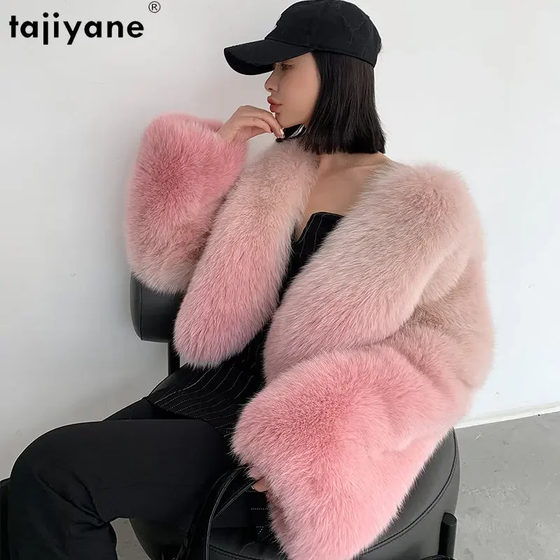 

Tajiyane High-end Pink Fur Coat for Women Clothing Winter Fox Fur Coats Ultra Short Fox Fur Jackets Ropa Mujer