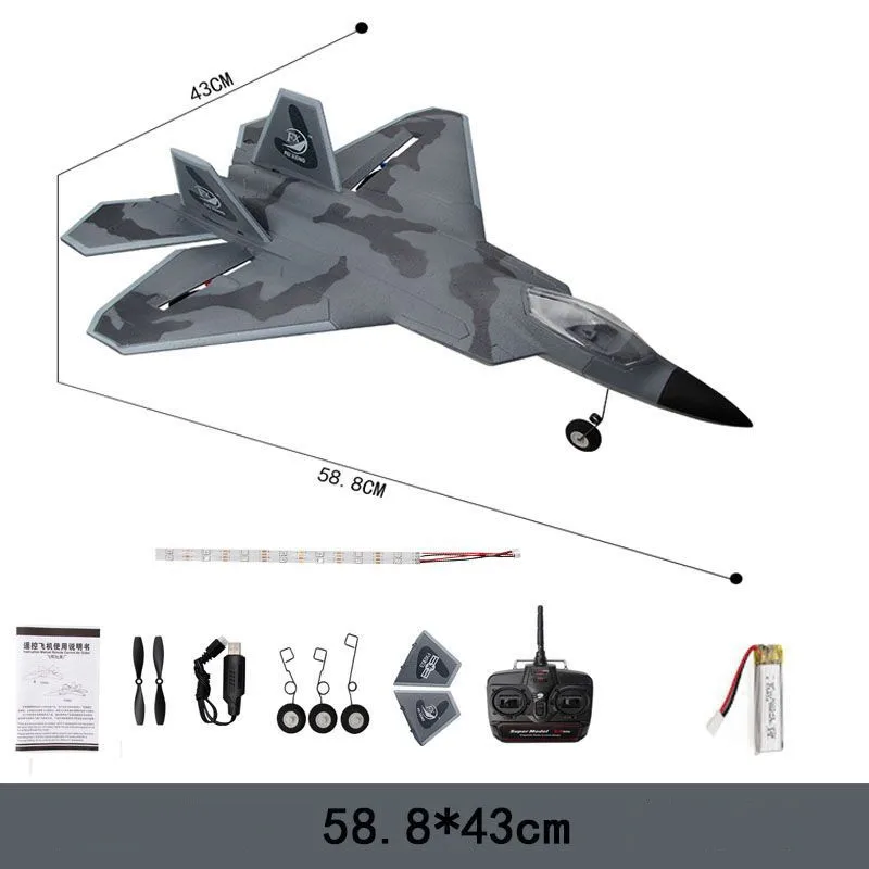 Grande avião de asa fixa de controle remoto lutador 65cm 2.4g 300m 20  minutos de vida útil da bateria brinquedo voador elétrico das crianças  resistentes à queda