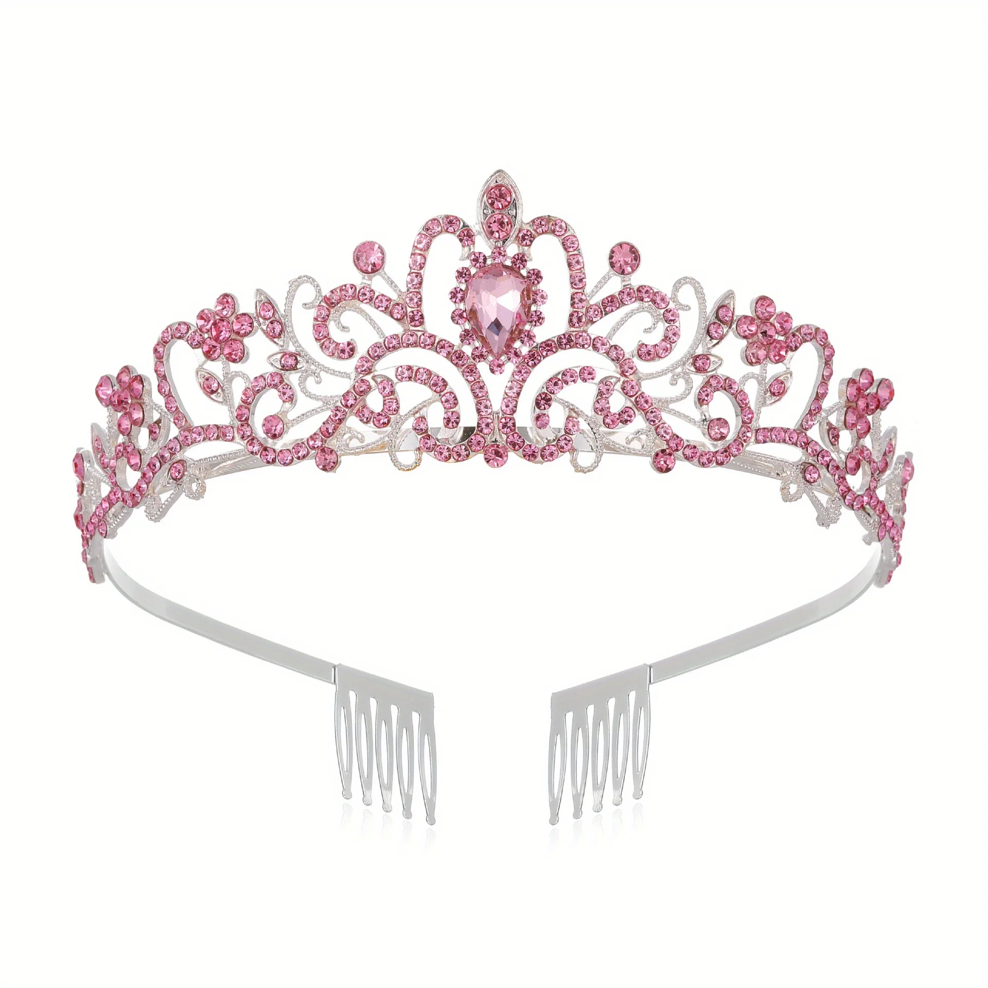 Hochzeit Haar Tiara Kristall Braut Tiara Krone mit Kamm Strass Abschluss ball Diadem Diademe und Kronen Braut Hochzeit Haarschmuck – Detail 11