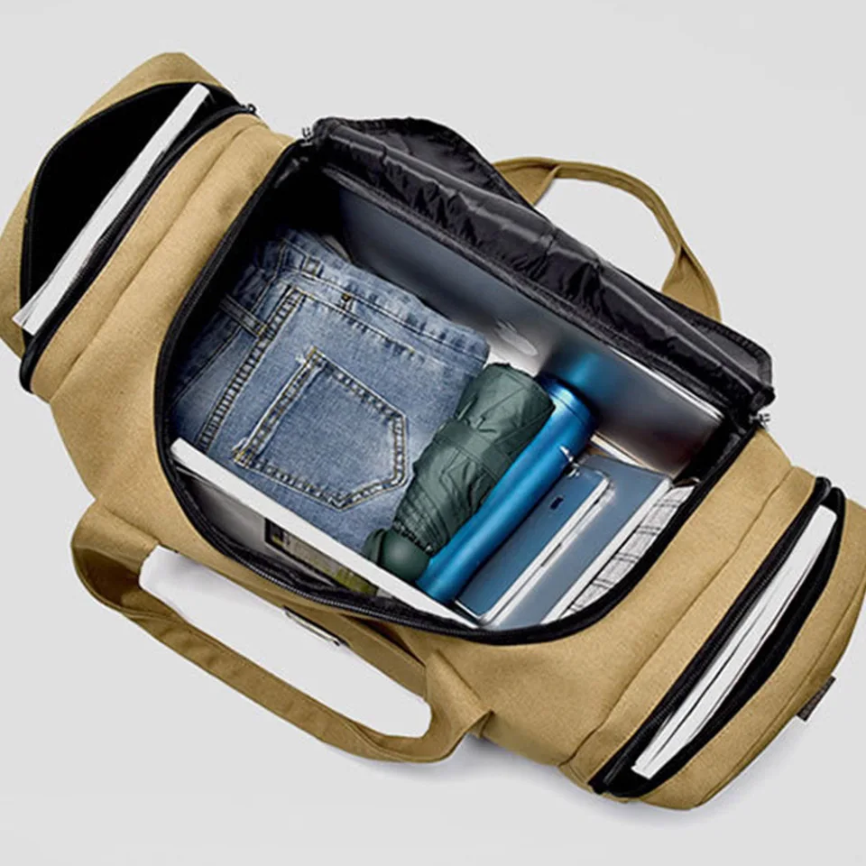 Large Capacity Canvas Men's Handheld Travel Bag Korean Edition High Quality Foldable Boarding Luggage Bag For Business Travel