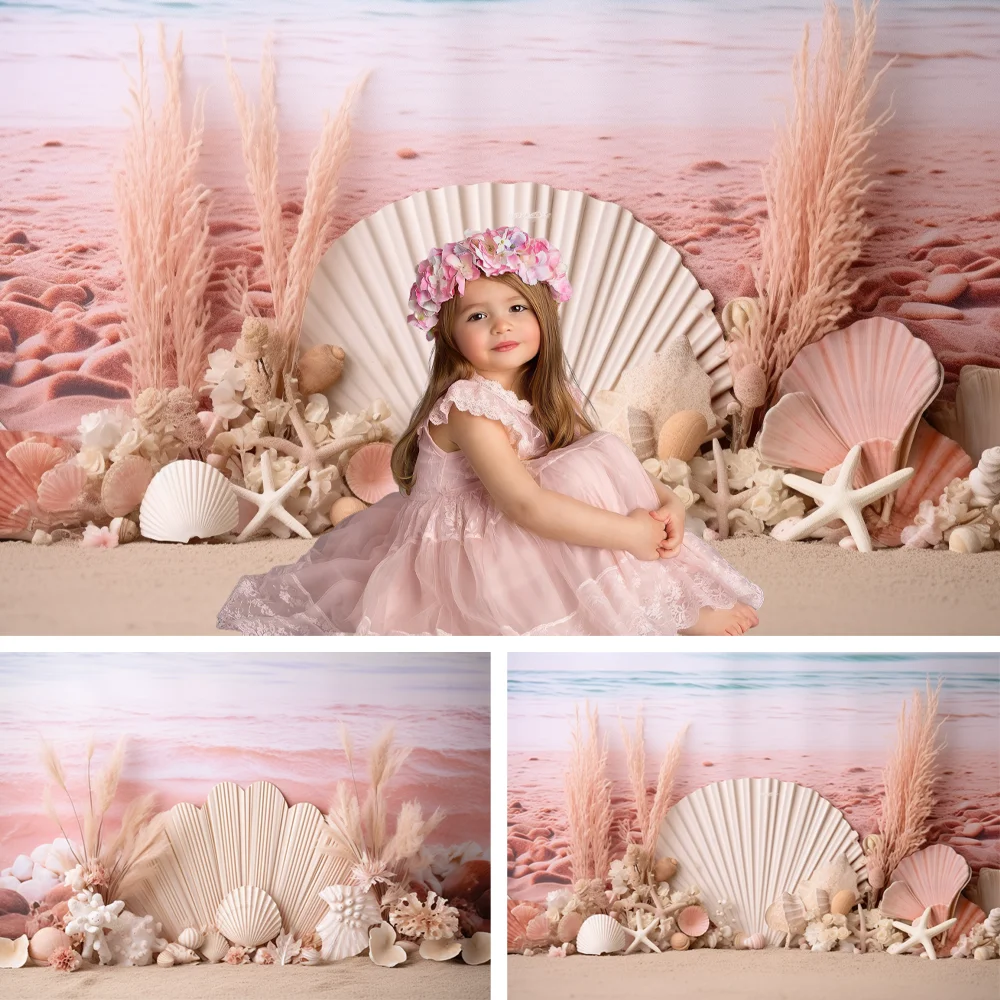 

Фон для фотосъемки с изображением торта разбитого розового пляжа морских звезд ракушек праздничное украшение для будущей мамы весенний день рождения фон для фотостудии
