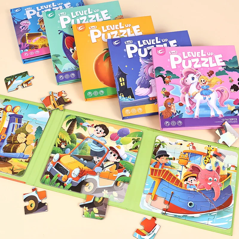 Children's Folding Magnetic Jigsaw Puzzle - Portable Travel DIY Toy Set (12/16/20 Pieces)
