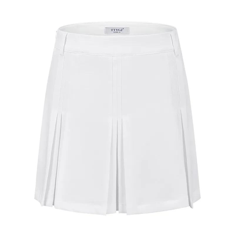 TTYGJ Golf Skirts for Women High Waist A Slim Ladie Tennis Skirt Double Pleated Overskirt Anti-exposure Sports Badminton Skirt