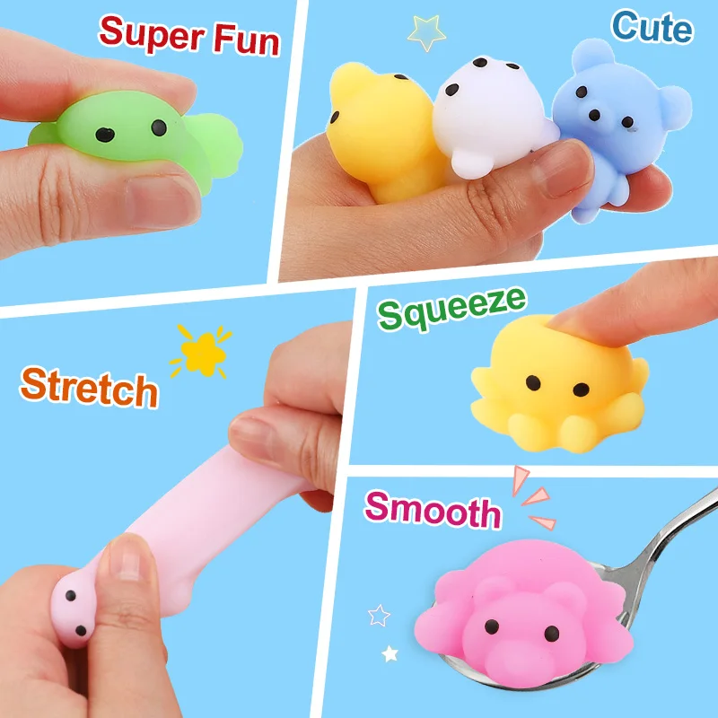 10/30Pcs Cute Animal Squishy Toys Boy Girl Birthday Party Favors Pinata Filler Kids Christmas Gift Soft Sticky Stress Relief Toy