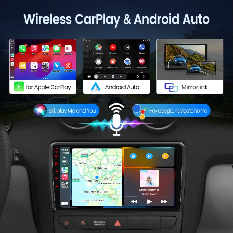 Radio inalámbrica CarPlay Android Auto para Peugeot 407 2004-2008 reproductor Multimedia de coche GPS 2din Autoradio estéreo RDS Bluetooth DSP 3