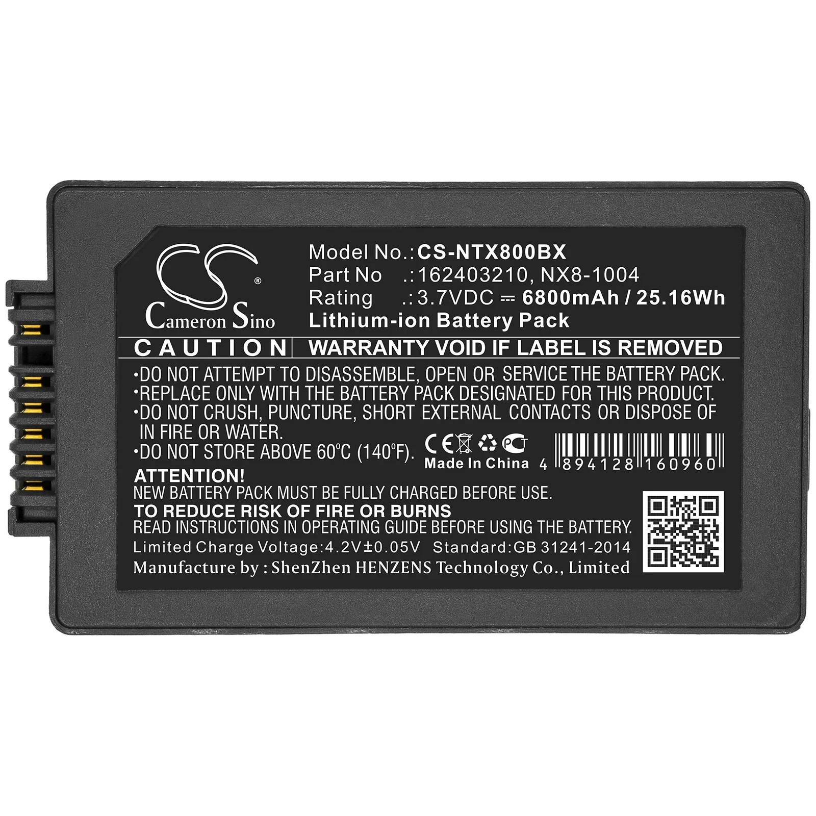 

Cameron Sino 6800mAh Battery ForHandheld Nautiz X8 162403210 BAT-G2-003 BP14-001200 NX8-1004