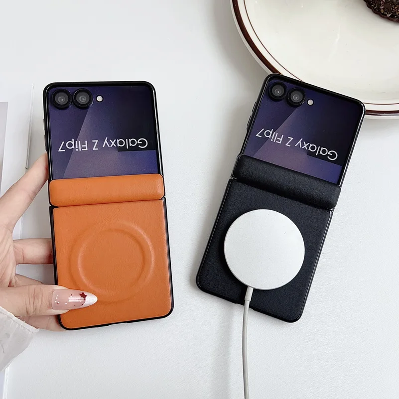 Schlanke Leder Handyhülle Mit Magnetring Für Samsung Galaxy Flip_voghion.com