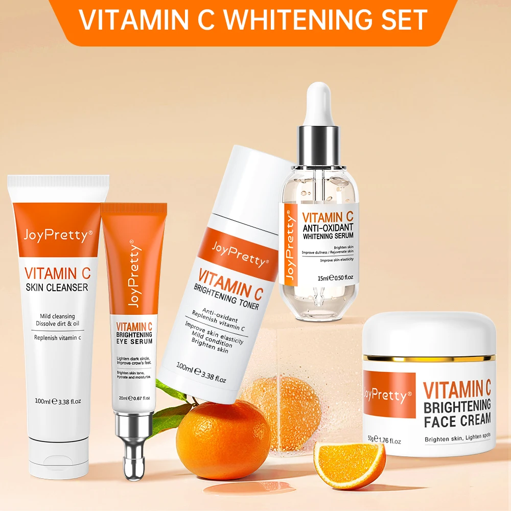 

Vitamin C Whitening Face Skin Care Set Moisturizing Brightening Facial Blackhead Remover Rejuvenation Serum Cream Skincare Kits