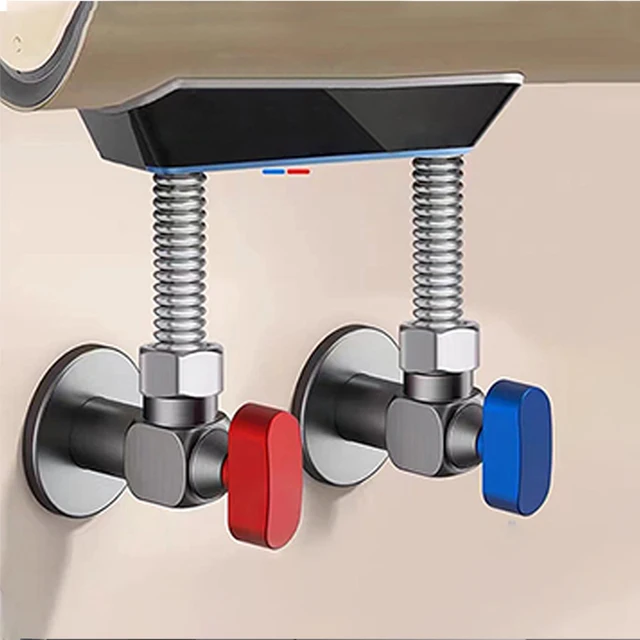 วาล์วปิดน้ำแบบกันรั่ว วาล์วควบคุมน้ำแบบเกลียวไหลแรง วาล์วน้ำร้อนและน้ำเย็น วาล์วทองเหลืองแบบมุม 1