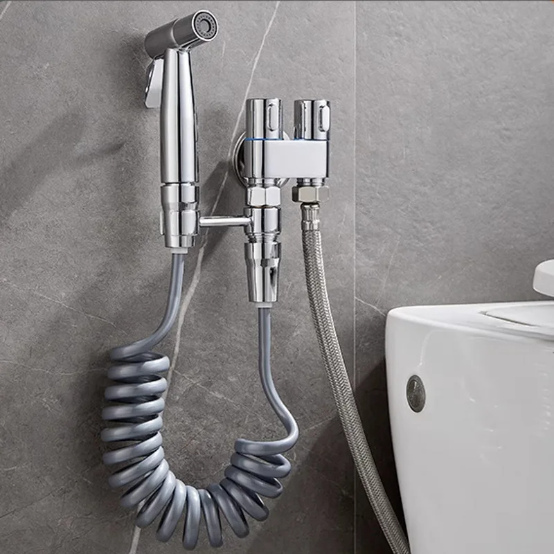 1-in-2-out Dual Control Valve, Double Control Mini Shower,Extra Long Hose High Pressure Bathroom Faucet Kit for Bidet And Shower 3