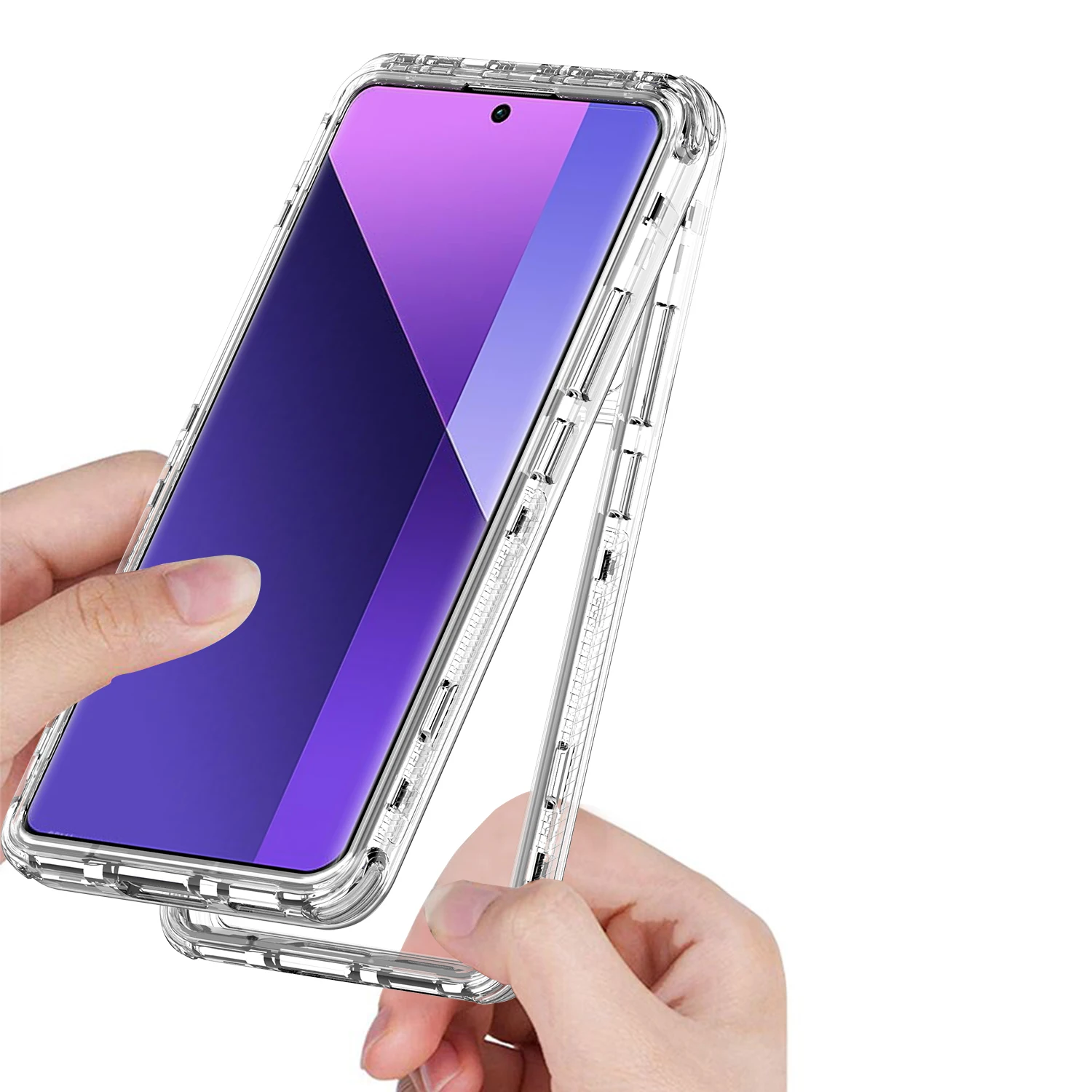 Rugged Shockproof Clear Back Case with Hard Plastic Frame