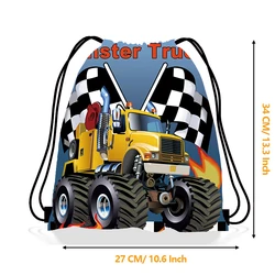 Monster Truck Party Favor Drawstring Bags - Fun Gift Bags for Racing Themed Celebrations (Grey Bags)