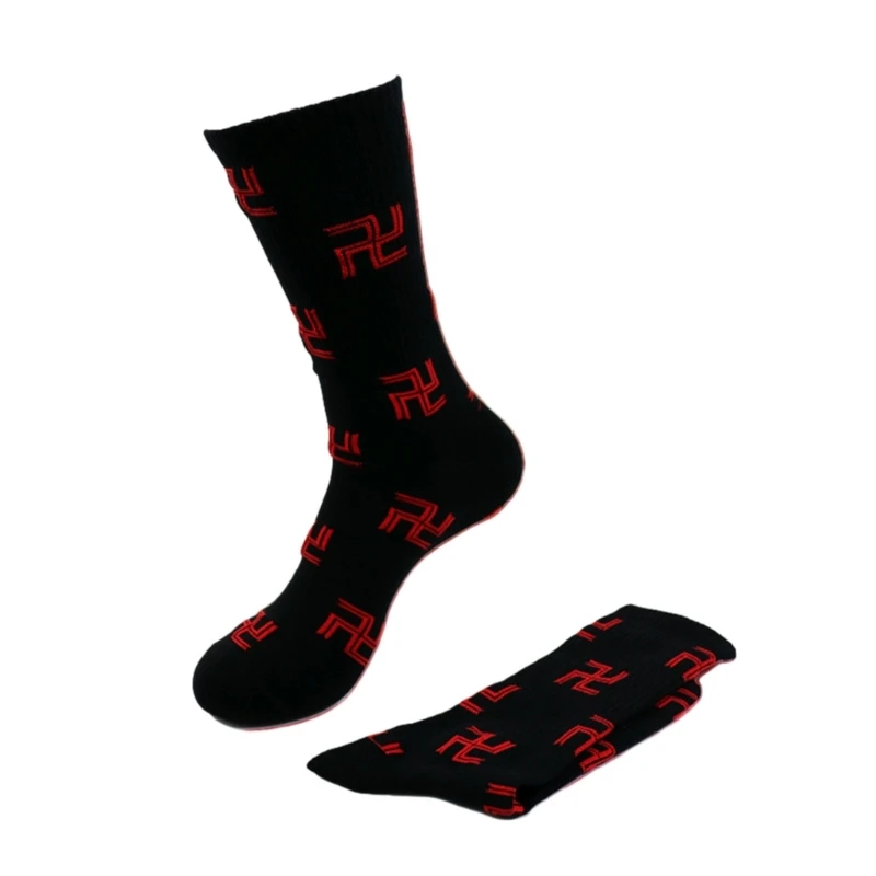 

1Pair Creative Swastika Pattern Adults Unisex Socks Japanese Anime Cosplay Costume Accessories Cotton Crew Socks for Men Women