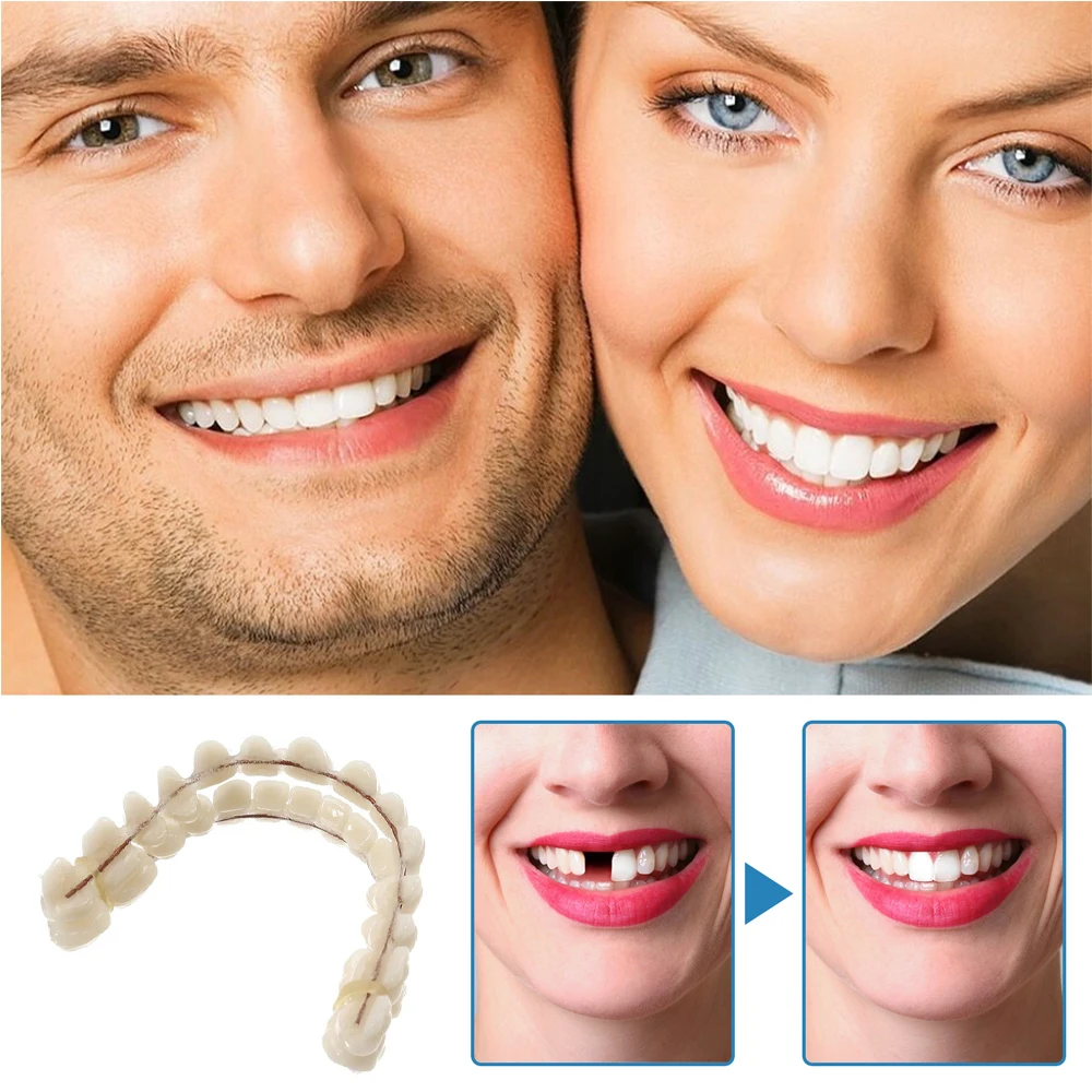 1Set Resin False Teeth Whitening Dentures Temporary Fake Tooth Upper