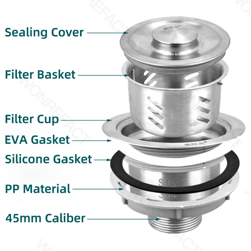 Kitchen Drain Anti Odor Anti Clogging Sink Pipe Drainage Set Sink Accessories Deodorization Artifact Set Pipe Connector sink drain pipe