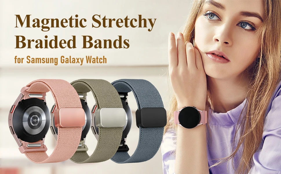 Magnetisches Band für Samsung Galaxy Watch 7 6 5 4 44 mm 40 mm/FE/5 Pro 45 mm Nylon ohne Lücken Armbanduhr 6 klassisches 47 mm 43 mm Armband – Detail 12