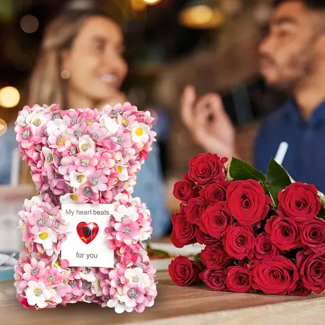 2025 Valentine's Day Gift Lifelike Foam Bear With Simulation Roses For Surprises 2025 Valentine's Day Gift Foam Bear A Ornament 4