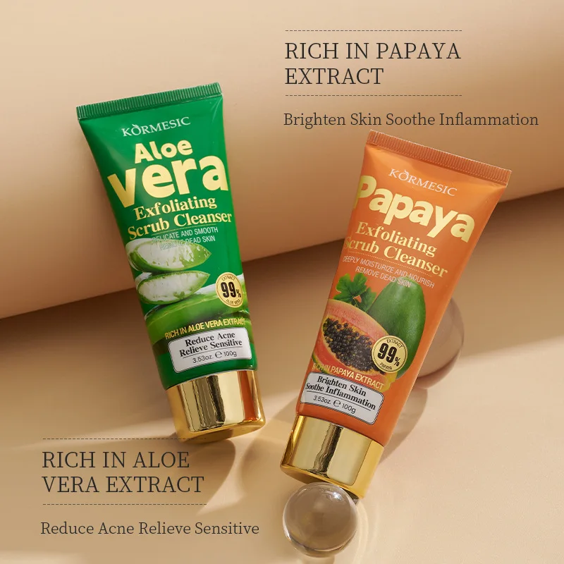KORMESIC Botanical Buff Feuchtigkeitsspendender Peeling-Gesichtsreiniger, feuchtigkeitsspendender Reinigungsschaum, Gesichtspflege_voghion.com
