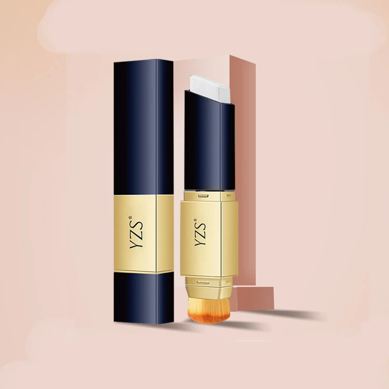 YZS Facial Concealer Stick with Brush Double-headed Temperature Changed Foundation Brighten Moisturizing Spot Acne Cover Makeup