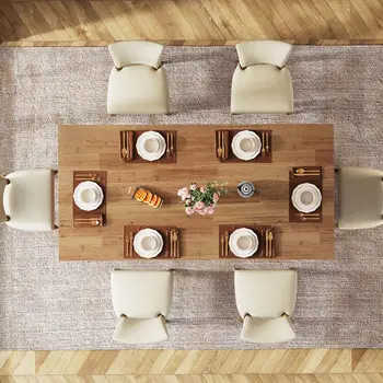 Tribesigns 63-inch Dining Table for 4-6, Farmhouse Kitchen Table with Large Tabletop, Rectangular Dinner Eating Table for Dining 6