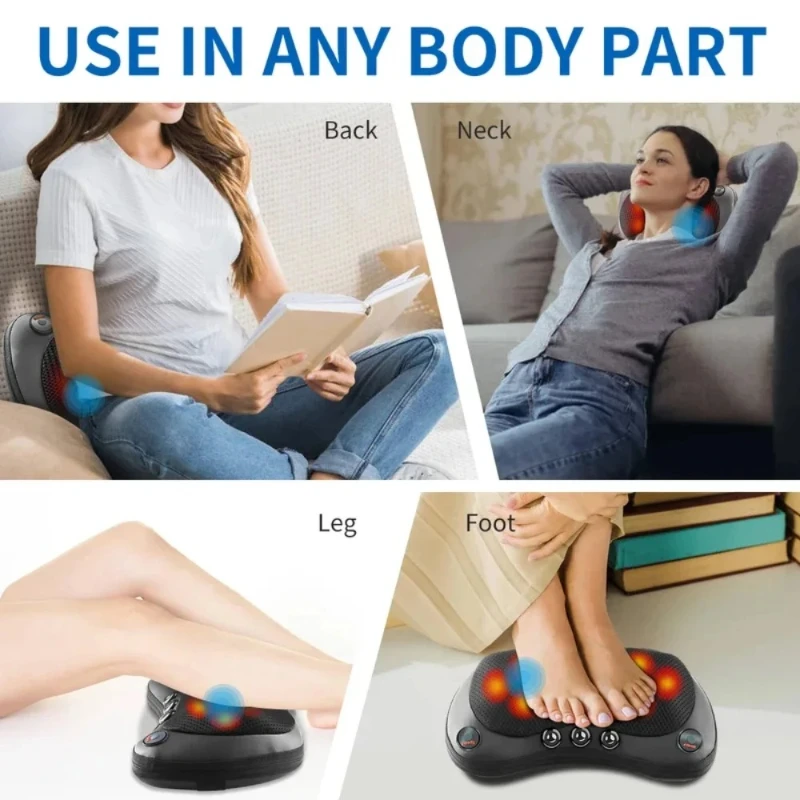 Intelligent U-vormig massagekussen voor in de auto of thuis, kneedmassageapparaat voor de nek, elektrische verwarming en nekbescherming._voghion.com