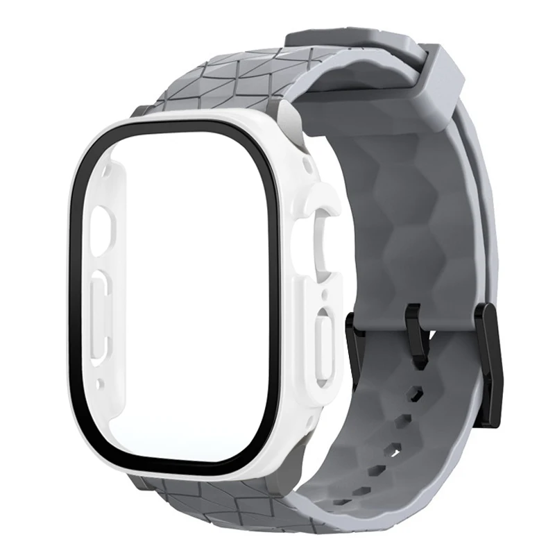 애플 워치 밴드용 시계 케이스 및 스트랩, 축구 패턴 팔찌, iwatch 3, 4, 5, 6, SE, 7, 8, 9, 울트라, 44mm, 45mm, 49mm, 41mm, 40mm