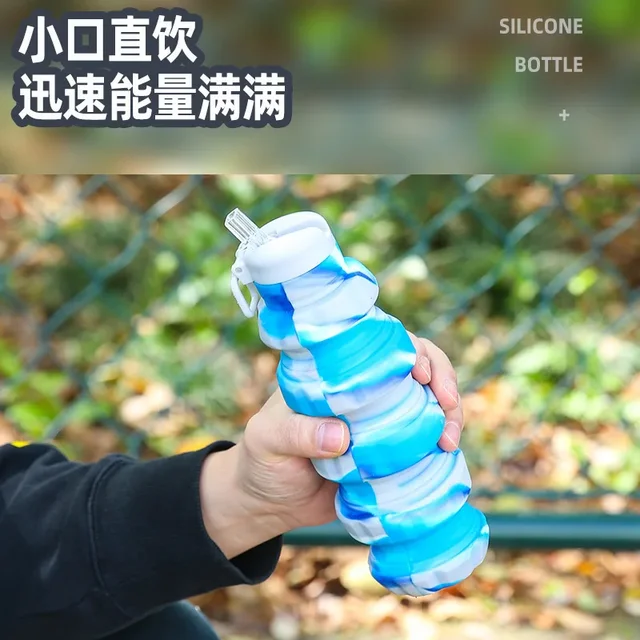 Collapsible Water Bottle, Reuseable BPA Free Silicone Foldable Bottles Portable Hiking Cup for Outdoor Mountaineering Tours 2