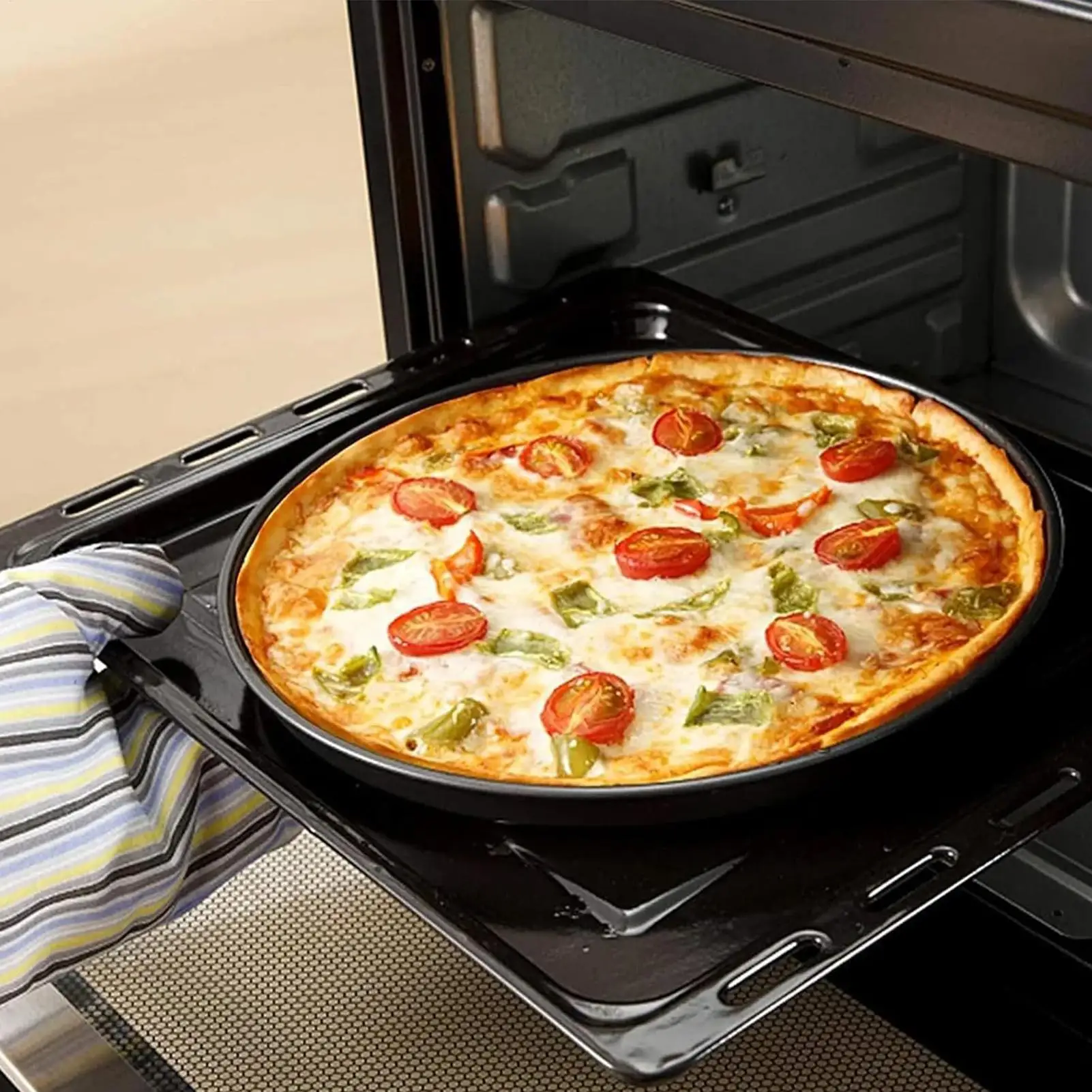 Pizza Tray 1 Set Non-stick Cooking Plates Pizza Serving Tray For Home Home Restaurant Restaurant Outdoor Outdoor Barbecue Picnic