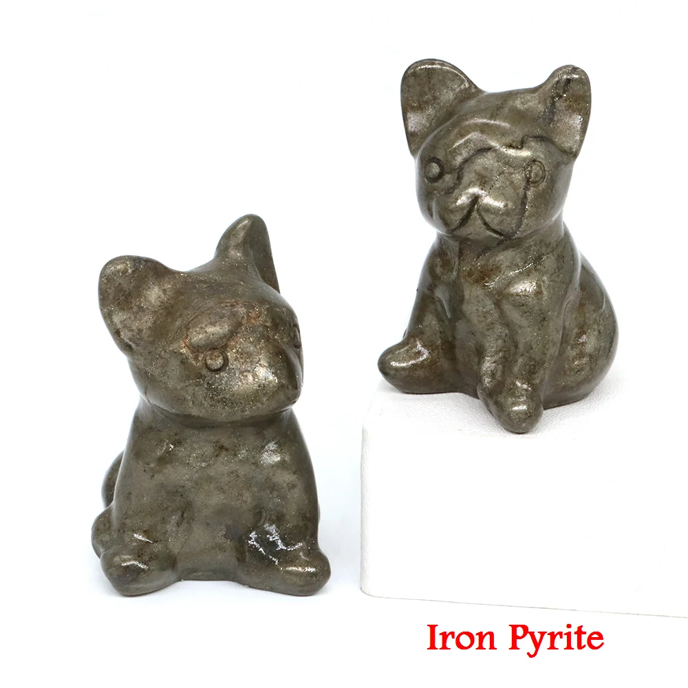 1.2 "Hunde figur Naturstein kristalle Reiki Heilung Mini Bulldogge Tier Statue Edelstein Handwerk Heim textilien Weihnachts geschenk – Detail 10