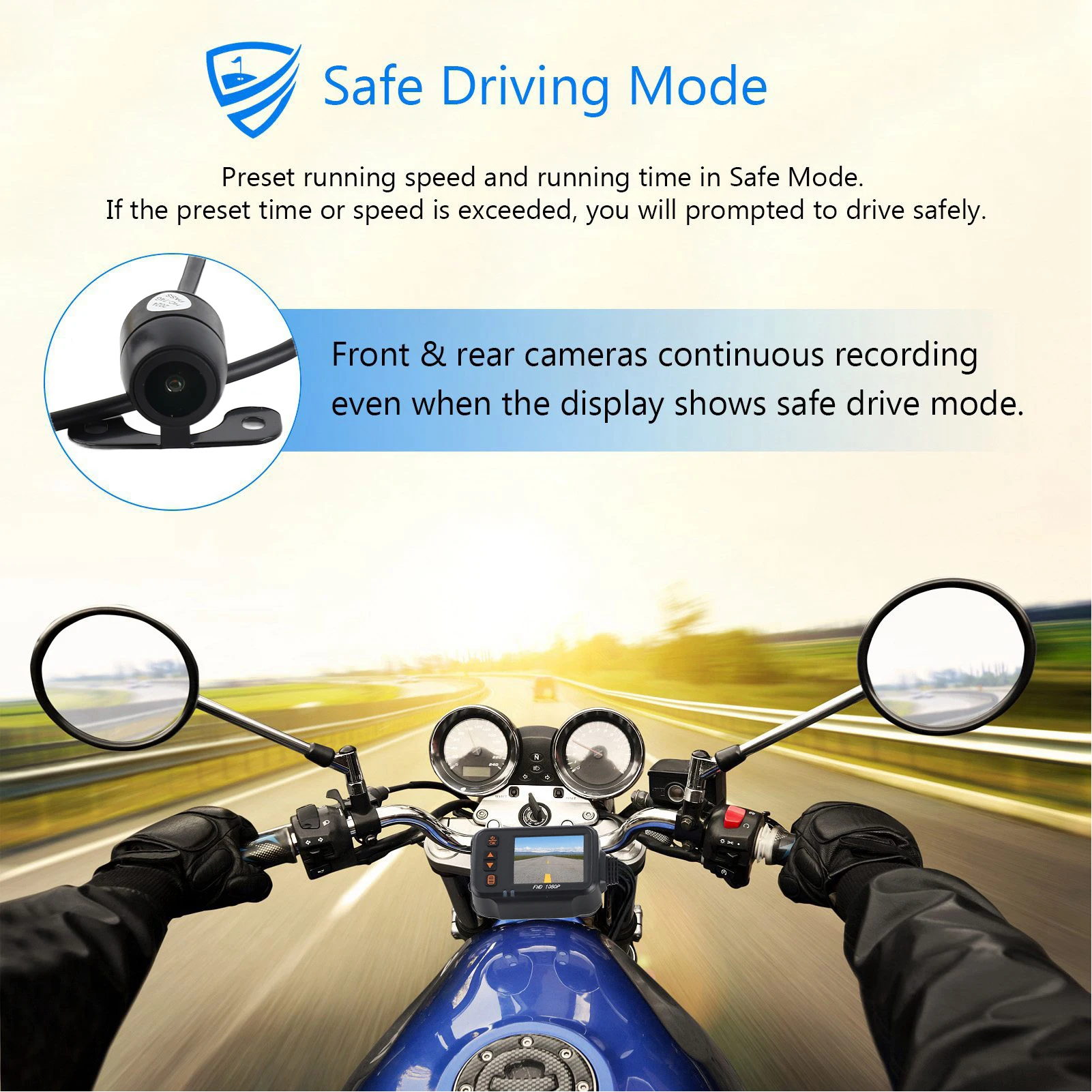 Motorcycle Dash Cam Dual 1080P+720P Full Body Waterproof Moto Camera WiFi GPS DashCam Front Rear Driving Video Recorder