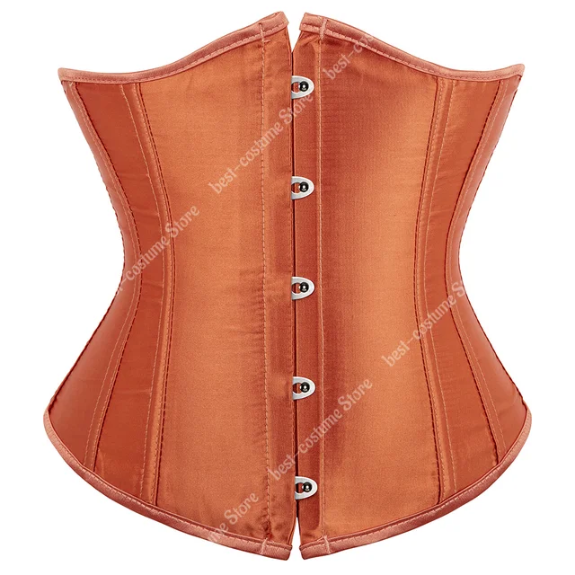 Underbust Corset Sexy Women's Underwear Waist Slimming Body Shaper for Women Steampunk Lace-up Corset Orange