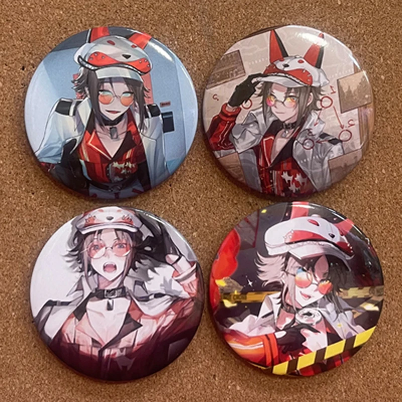 

4pcs Anime Badge Hololive Vtuber Mysta Rias Pin Brooch Button cute