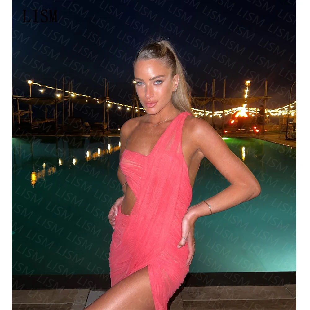 LISM-Red-Strapless-Cocktail-Party-Dresses-One-Shoulder-Sexy-Beach-Party-Sheer-Dress-Side-Slit