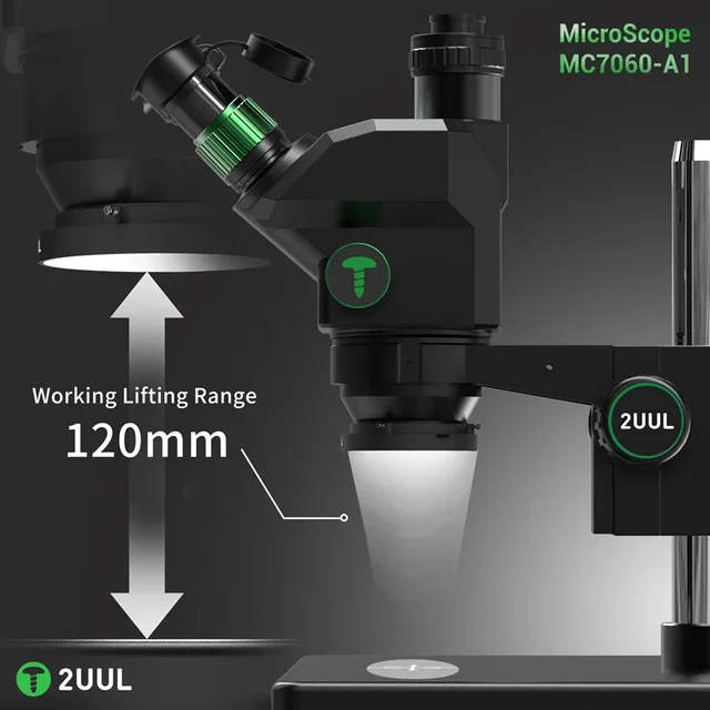 ميكروسكوب 2UUL MC7060-A1 ثلاثي العدسات (Trinocular) زوم 7-60X - قاعدة كبيرة 4