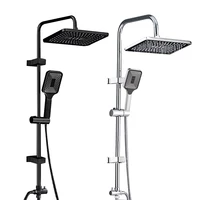 Ensemble de colonnes de douche noires, accessoires de salle de bains, vanne de dérivation d'eau à 3 voies, mitigeur de baignoire, douche, robinet de douche à pressurisation Colonne de douche pluie argent Garantie 5 ans 3