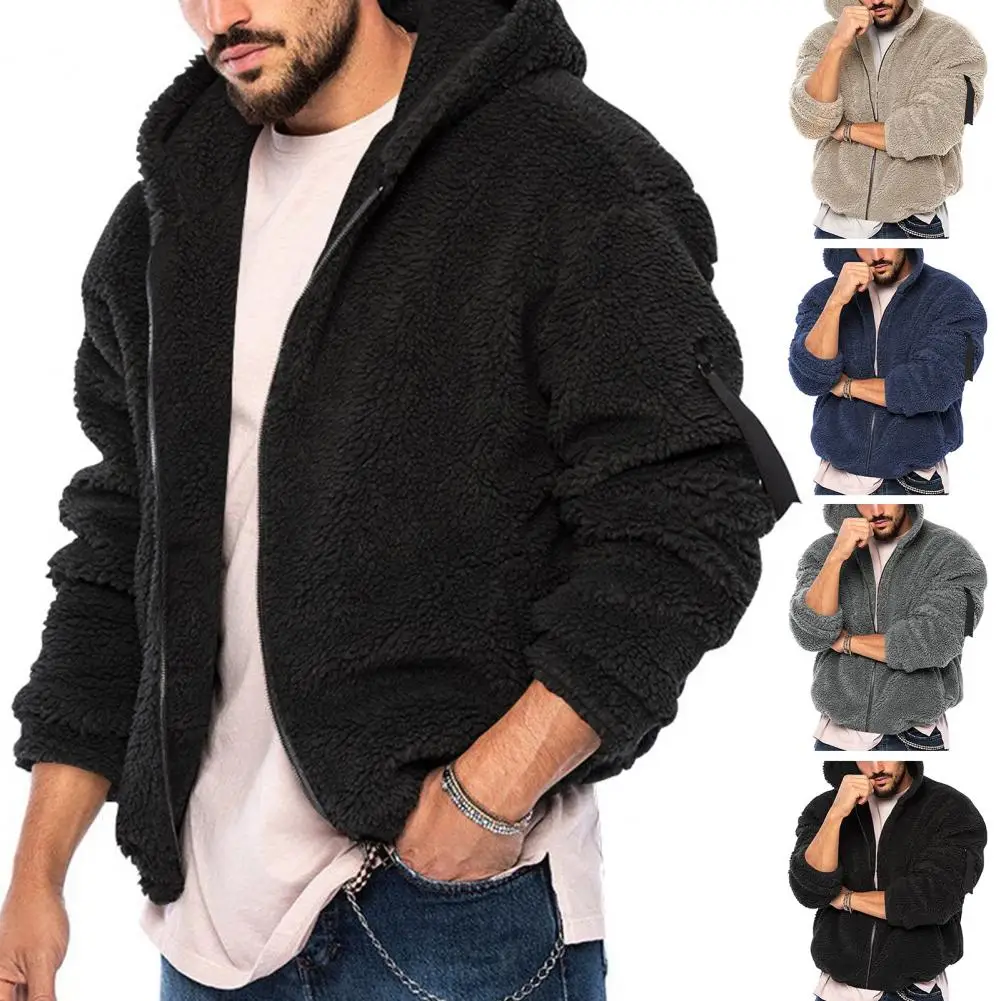 

Mens Teddy Bear Fleece Coat Winter Autumn Warm Long Sleeve Jacket Fur Fluffy Hooded Outwear Jumper Hoodies Windbreaker