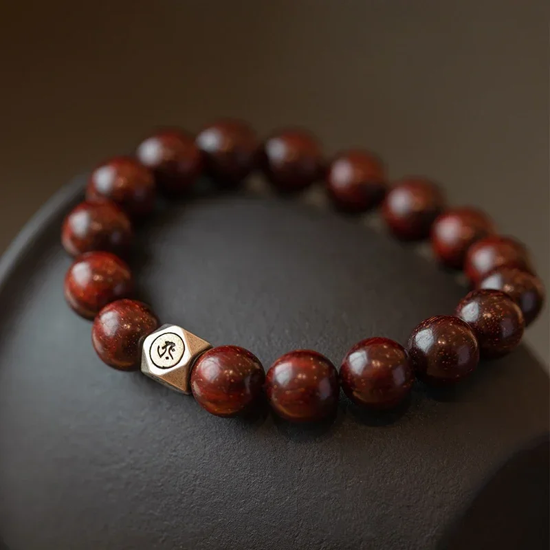 

Natural Wood Lobular Red Sandalwood Bracelets 925 Silver Guardian Tathagata Zodiac Natal Buddha Amulet Mascot Lucky Bracelet