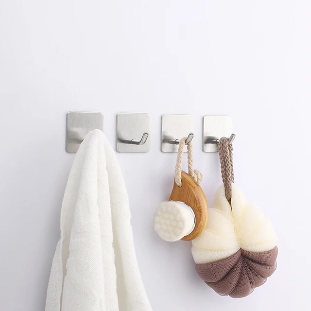 4Db Ragasztóhorog 304 Rozsdamentes Acél Fali Törülköző Hook Heavy Horce Coat Kötélhorog Vízálló Fürdőszoba Horog Nincs Fúrási Kalap - Image 3