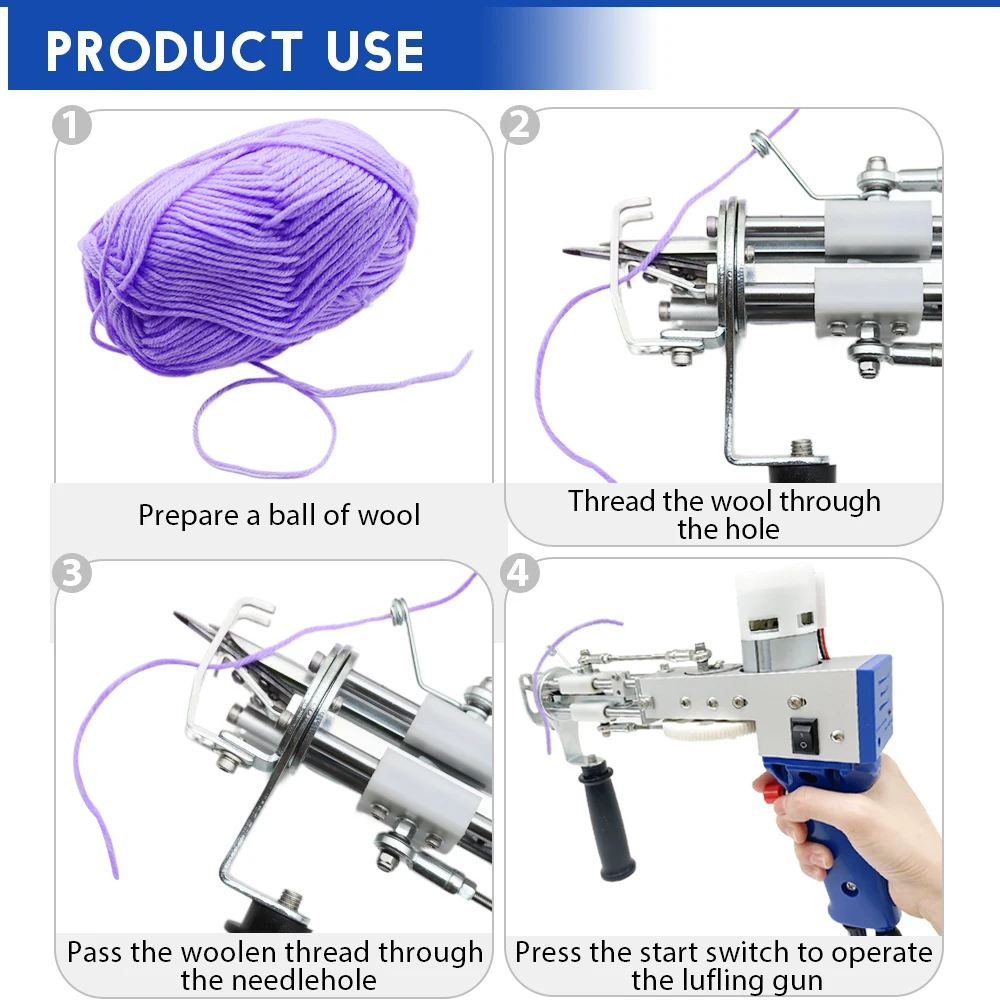 Tufting Gun 2 IN 1 Electric Carpet Tufting Gun Can Do Both Cut Pile and Loop Pile Hand Gun Carpet Weaving Flocking Power Tools