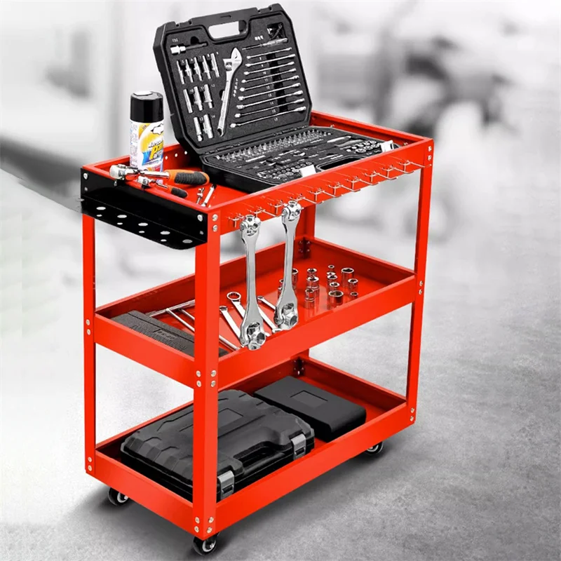 Auto Repair Repair Tool Car Three-tier Trolley Car Mobile Repairer  Multifunctional Mechanical Workshop Tools Cart Shelf Layer