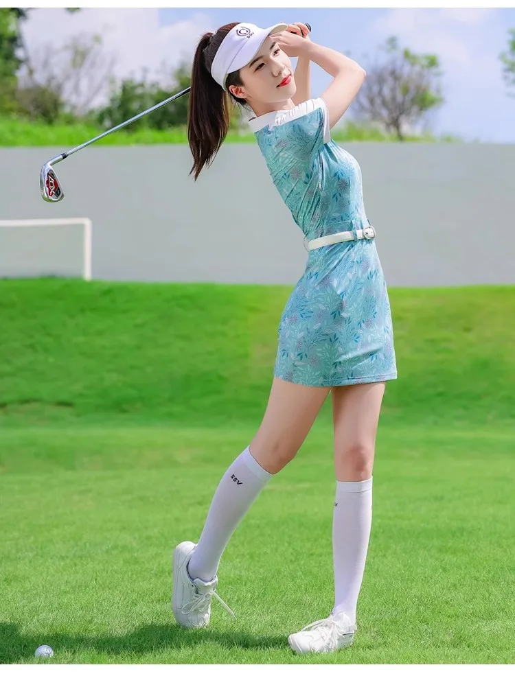 ssv golf dress for woman spring summer short sleeve polo collar shirt dresses ladies sports tennis casual printed short skirt