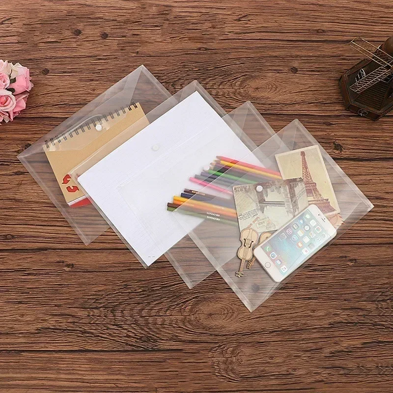 5/10pcs/set A4 Folder Bag Office School Supplies Best Transparent Plastic File Bag Folder Transparent File Paper