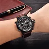 Brand Chronograph Business Watch For Men Fashion Leather Band Alarm Stopwatch Multi-function Movement Electronic Clock Black 3