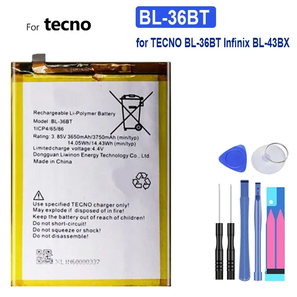 

BL-36BT Mobile Phone Battery for TECNO BL-36BT for Infinix BL-43BX, 3750mAh