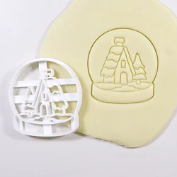 Festive Christmas Cookie Embosser Mold with Cartoon Designs (Crystal Ball)