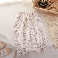 Children Anti-mosquito Pants Summer Thin Breathable Kids Loose Casual Pants Girls Baby Korean Printed Love Cartoon Bear Trousers 4