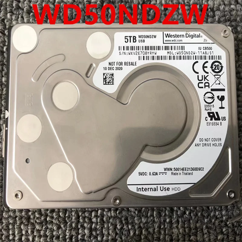 WD 5TB 모바일 하드 디스크 드라이브용 HDD, 거의 신제품, WD50NDZW