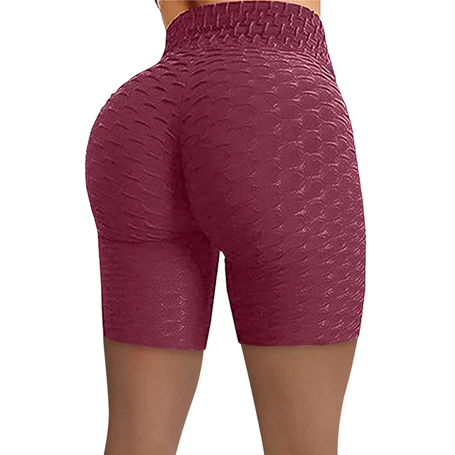 Peach Hip Raise yoga shorts women's stretch jacquard tight sports pants high waist hip fitness shorts Cameo Brown